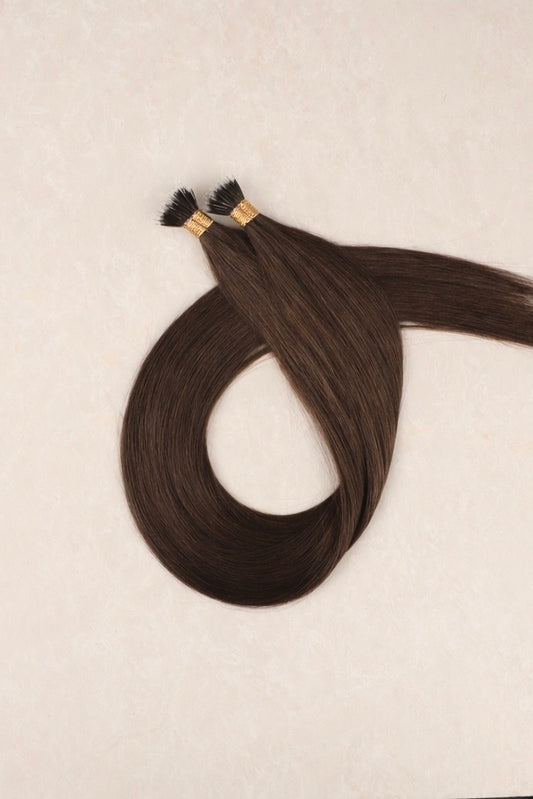 16" Nano Tip Human Hair Extensions. Chocolate #6