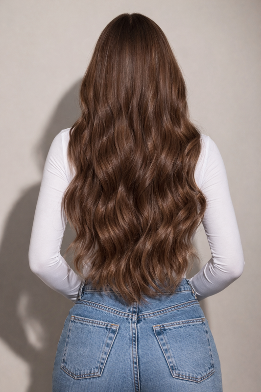 28" Nano Tip Human Hair Extensions. Chocolate #6