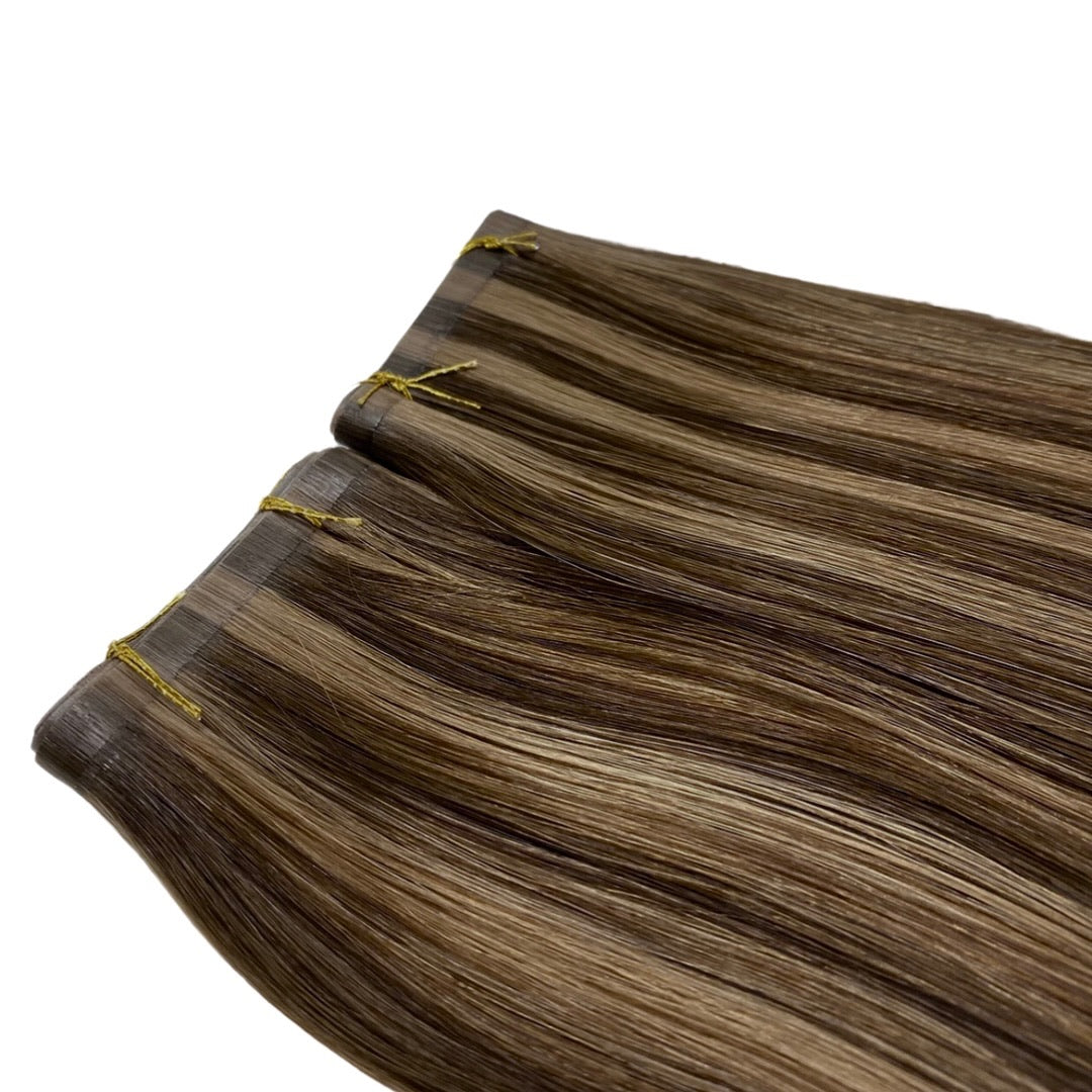 24" Tape Weft #T2Q 2Q/4Q/6.2 Walnut Human Hair Extensions - Kim