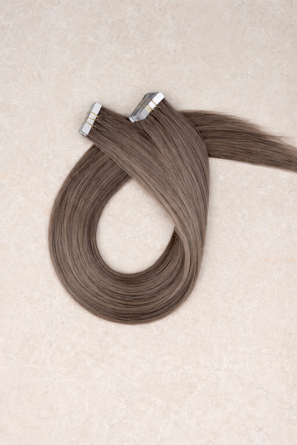 16" Invisible Tape Human Hair Extensions. Light Mushroom Brown