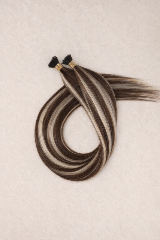30" Nano Tip Human Hair Extensions. Mocha Latte #P6/1003