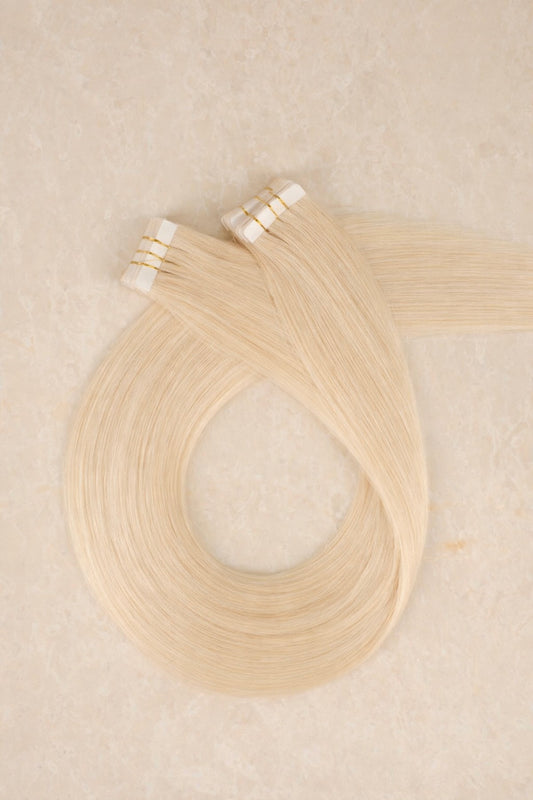 30" Invisible Tape Human Hair Extensions. Platinum Blonde #1010