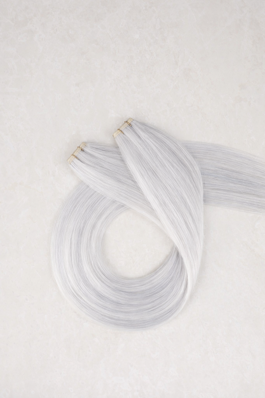 30" Genius Weft Human Hair Extensions. Light Silver