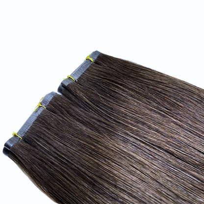 16" Tape Weft #1A Espresso Human Hair Extensions - Bethany