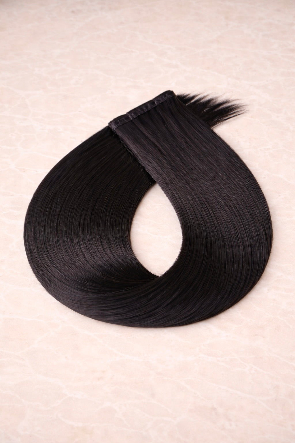 Flat Weft Human Hair Extensions. Natural Black #1B