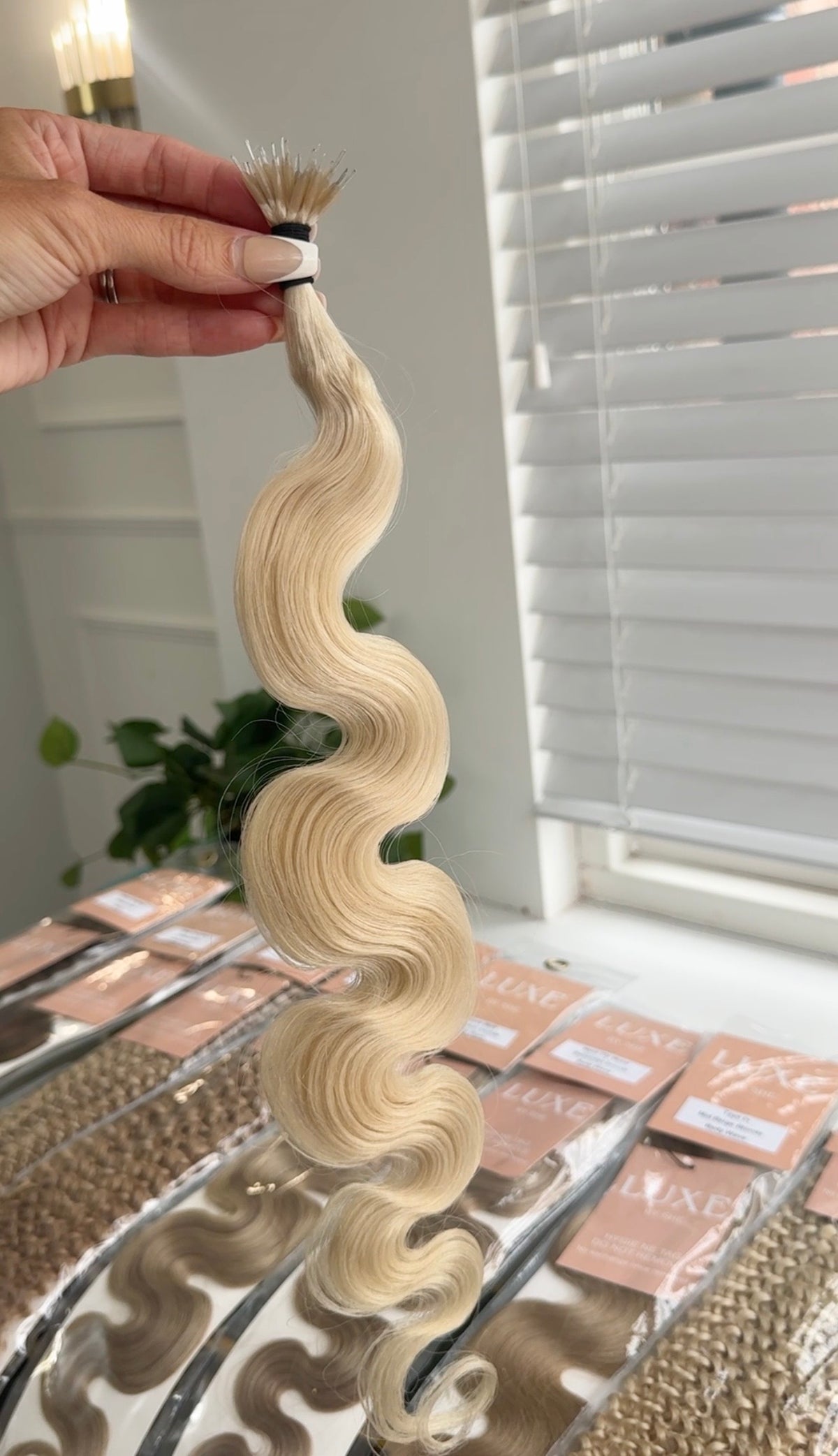 Curly | Wavy Human Hair Extensions. Platinum Blonde