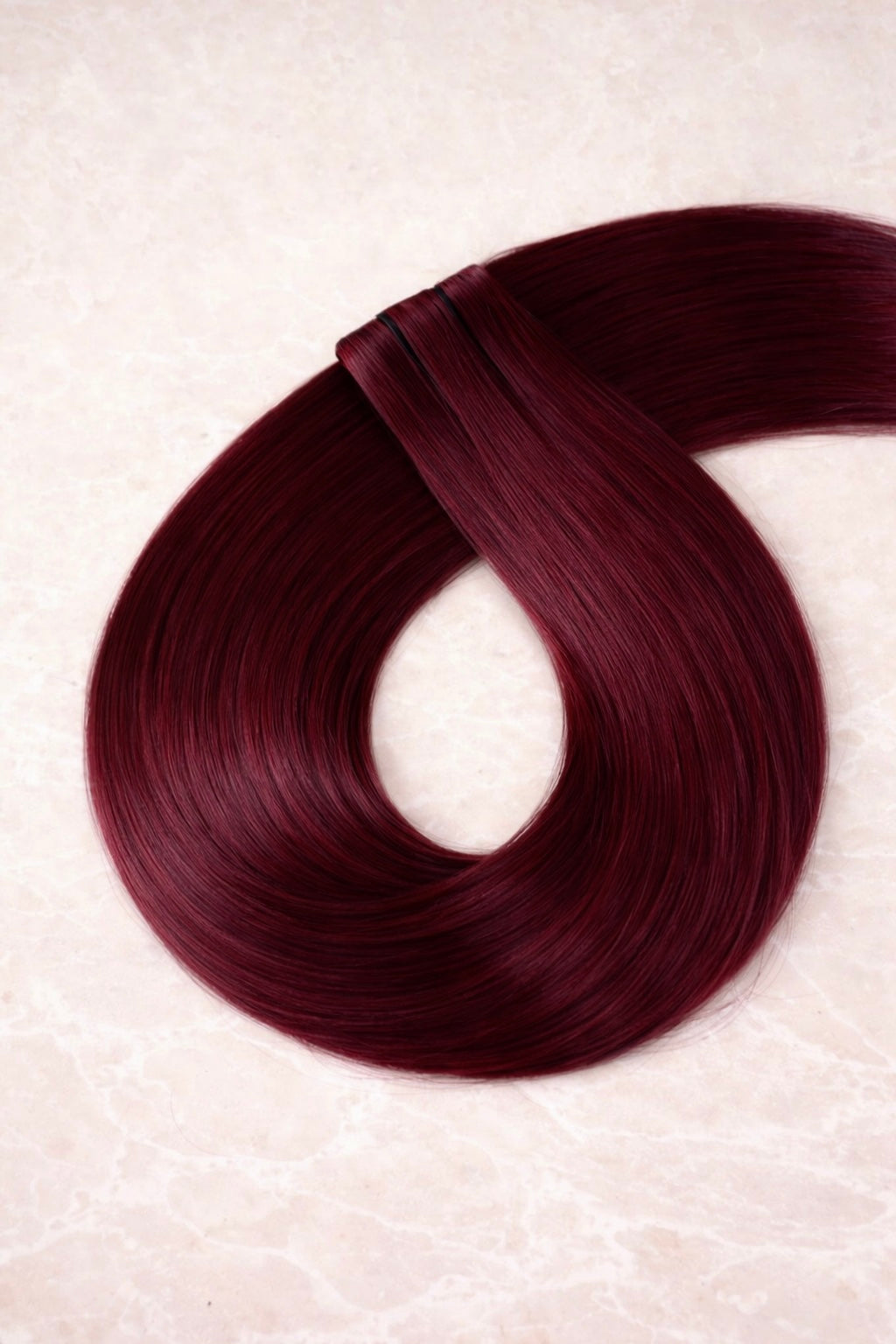 Invisible Butterfly Weft Human Hair Extensions. Burgundy #32