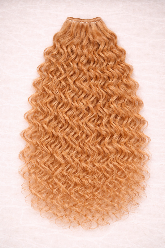 Curly | Wavy Human Hair Extensions. Strawberry Blonde