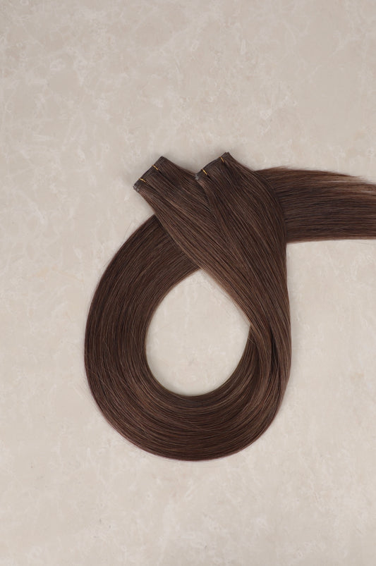 30" Genius Weft Human Hair Extensions. Chocolate #6