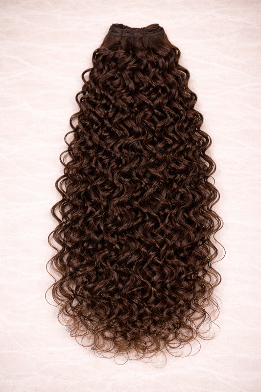 Curly | Wavy Human Hair Extensions. Chocolate