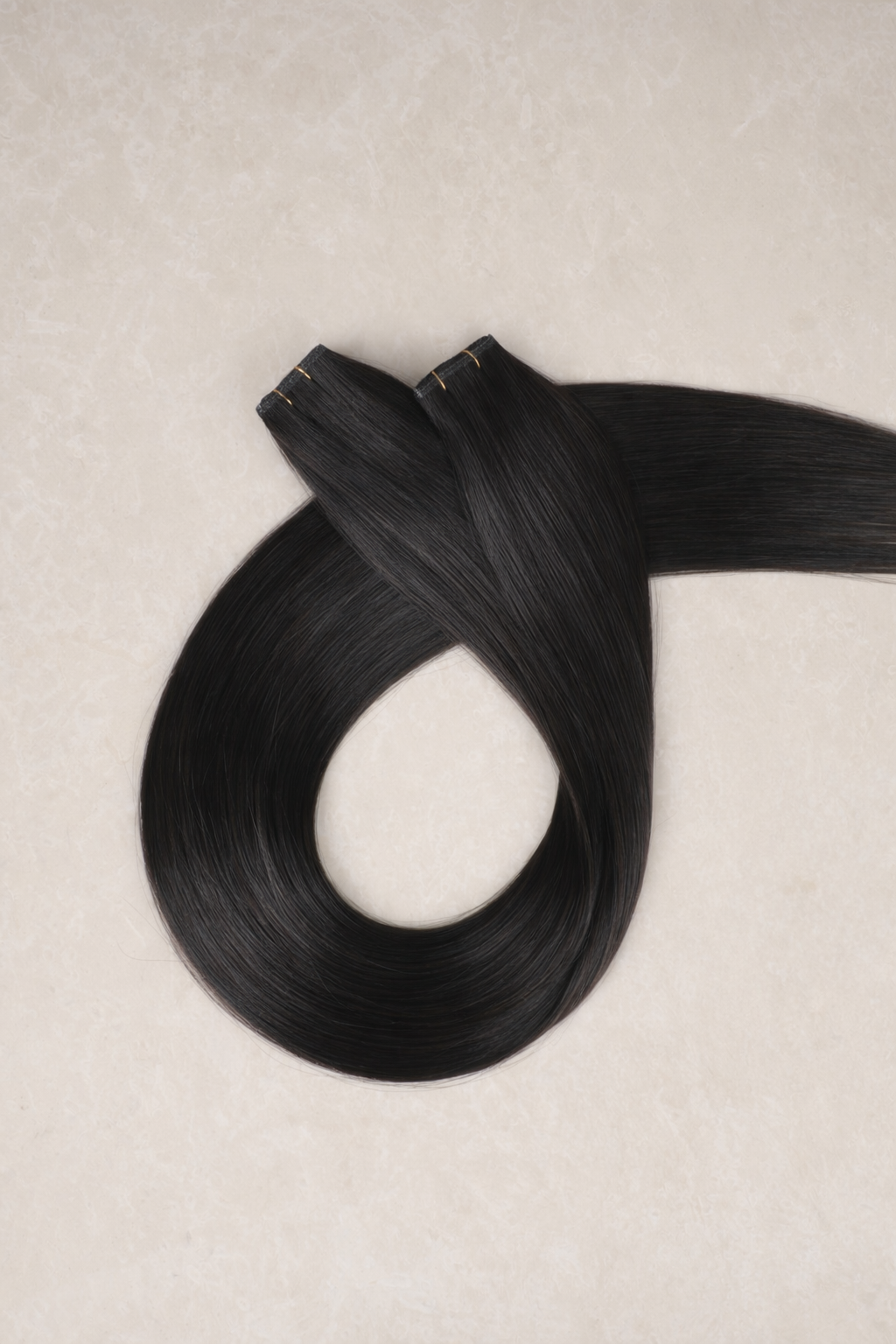 26" Genius Weft Human Hair Extensions. Natural Black #1B