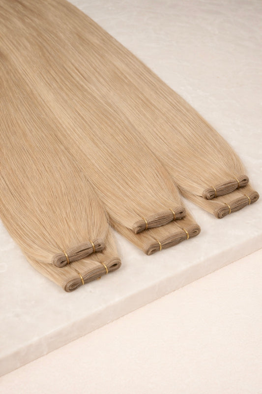 30" Genius Weft Human Hair Extensions. Mid Beige Blonde #DB3