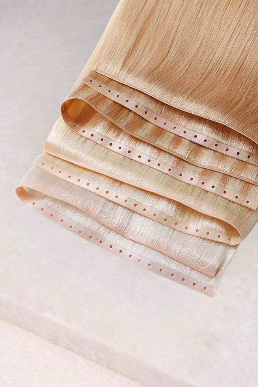 Invisible Butterfly Weft Human Hair Extensions. Light Silver