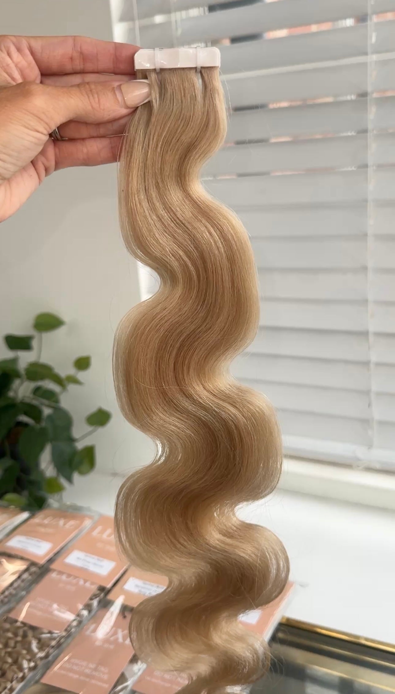 Curly | Wavy Human Hair Extensions. Mid Beige Blonde
