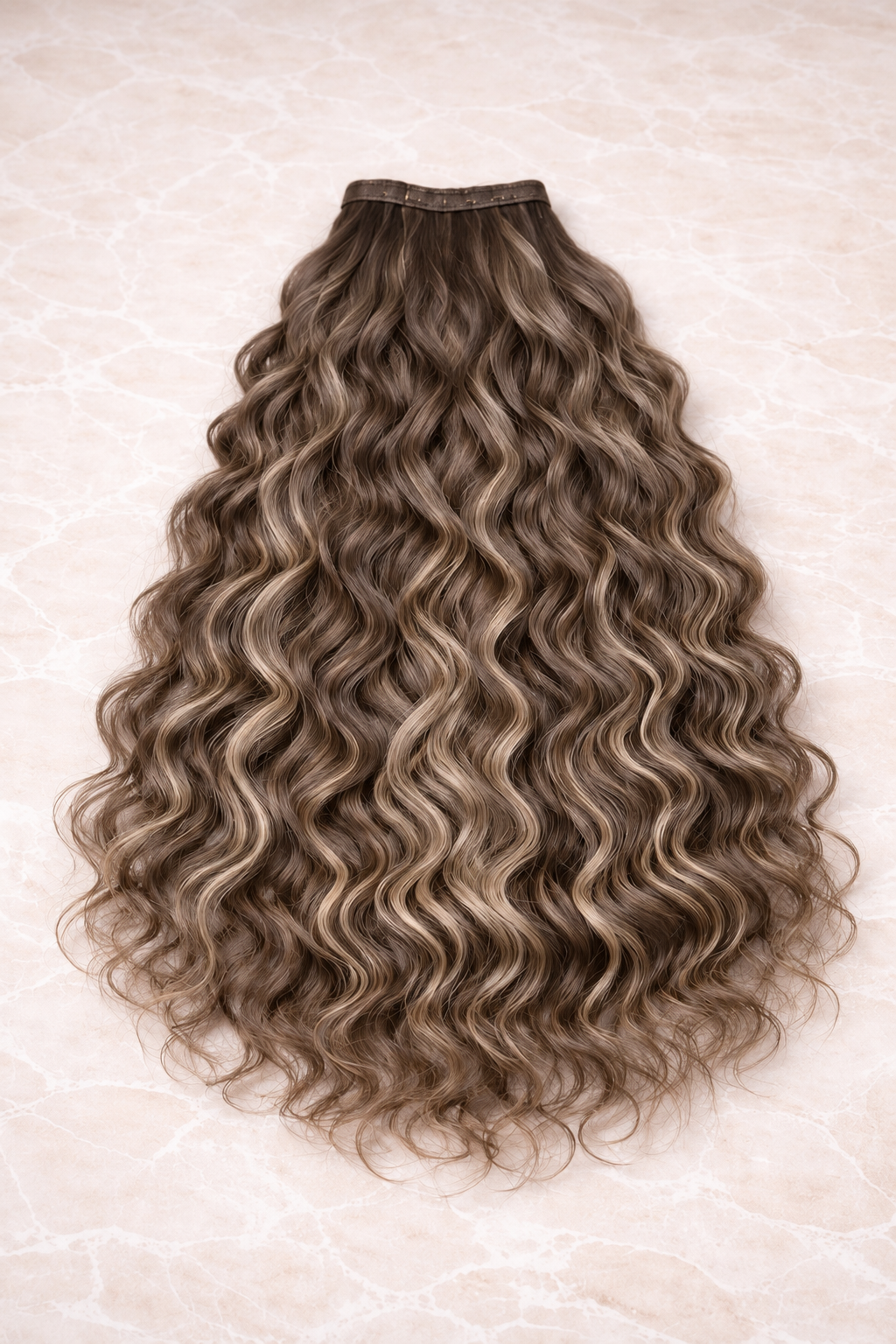 Curly | Wavy Human Hair Extensions. Mocha Melt