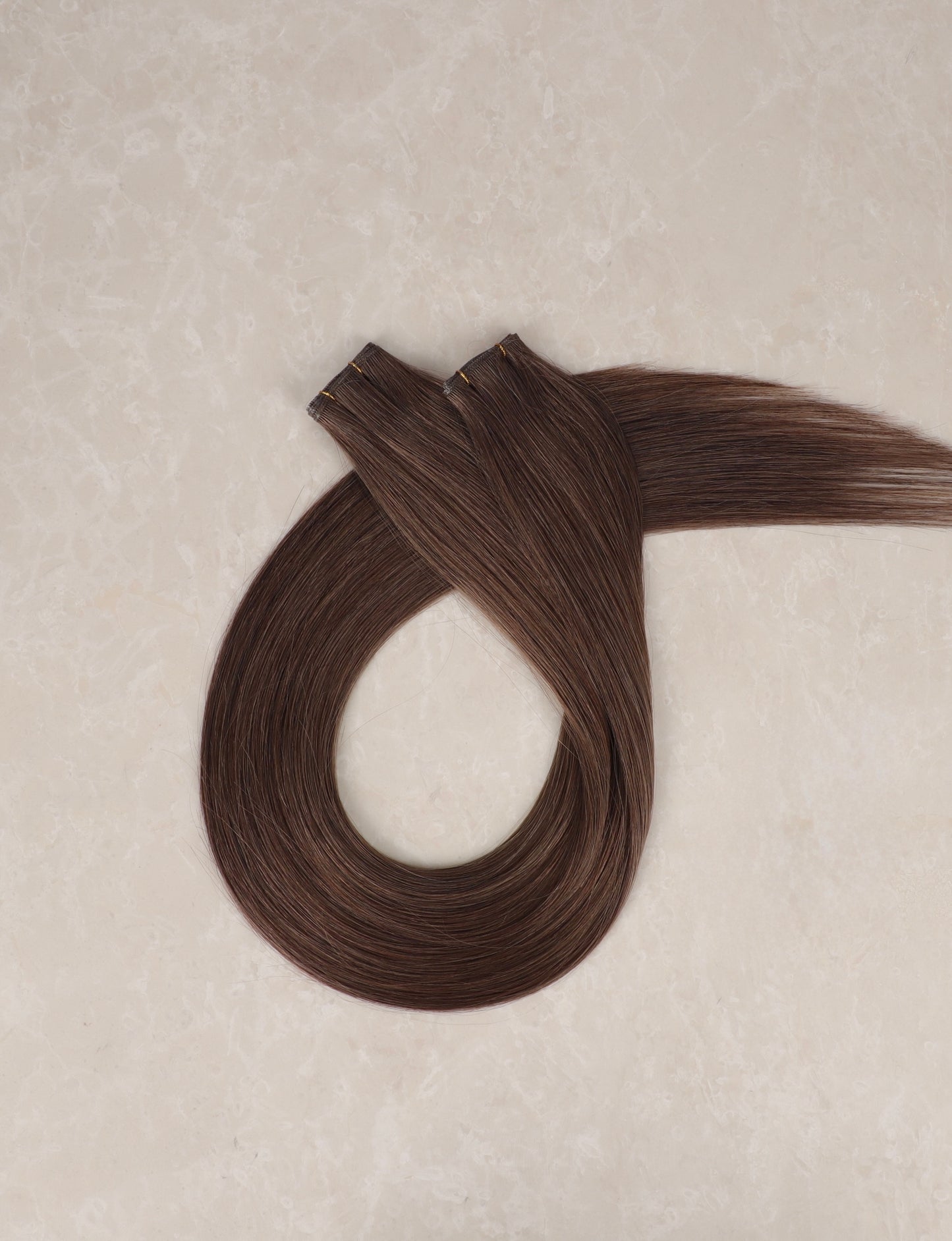 24" Genius Weft Human Hair Extensions. Chocolate #6