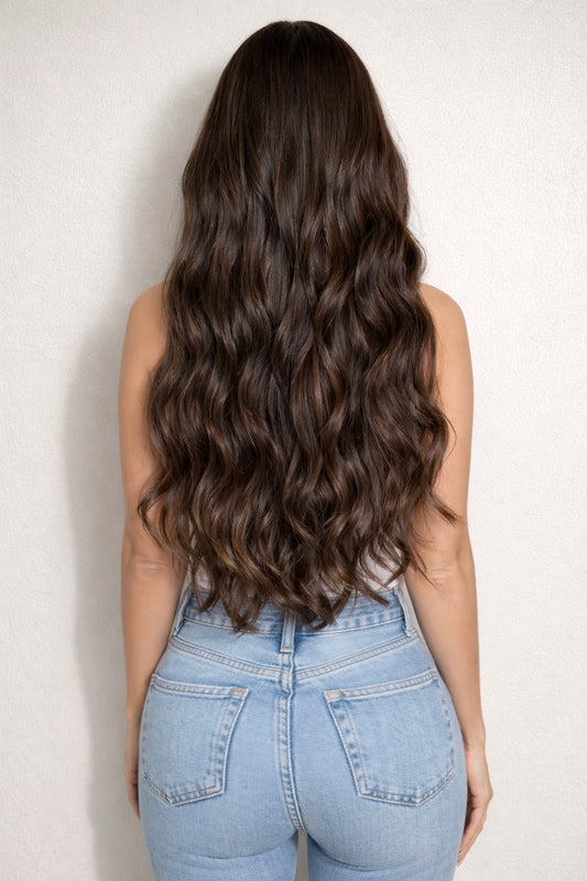 22" Nano Tip Human Hair Extensions. Cool Chocolate #4