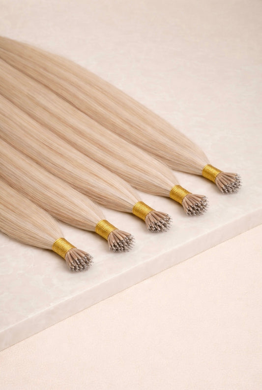 26" Nano Tip Human Hair Extensions. Scandi Blonde #P1010/DB3