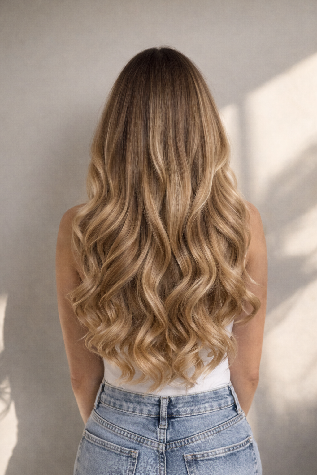 24" Nano Tip Human Hair Extensions. Rooted Bronde #T4/DB4