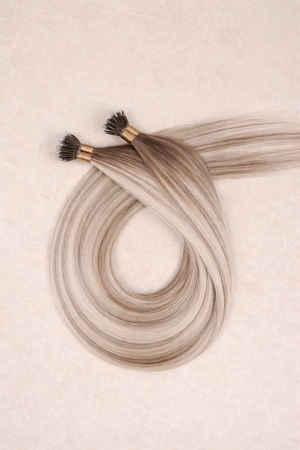 16" Nano Tip Human Hair Extensions. Rooted Mixed Pearl #B18/1004