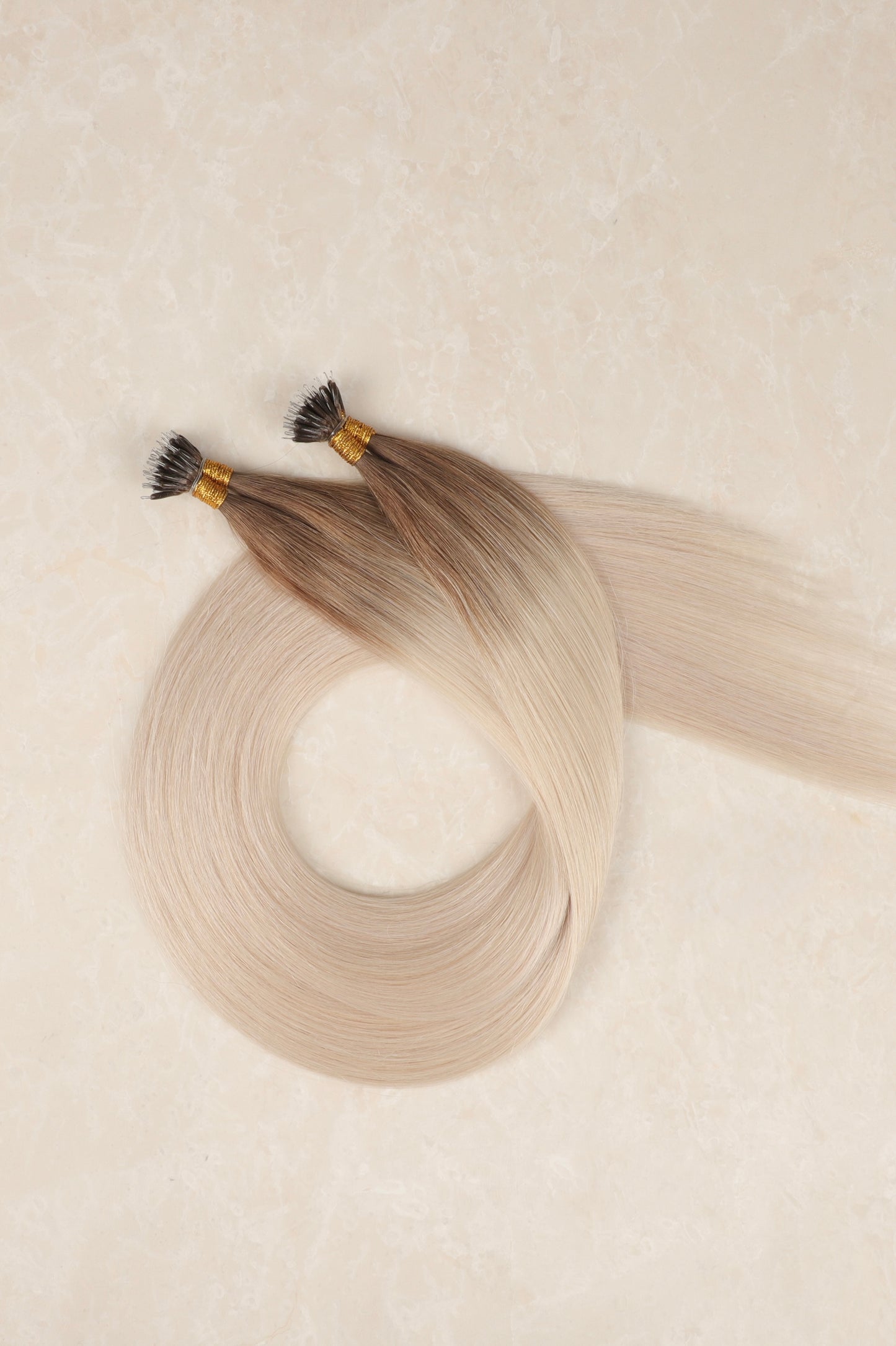 24" Nano Tip Human Hair Extensions. Rooted Platinum #T18/1010