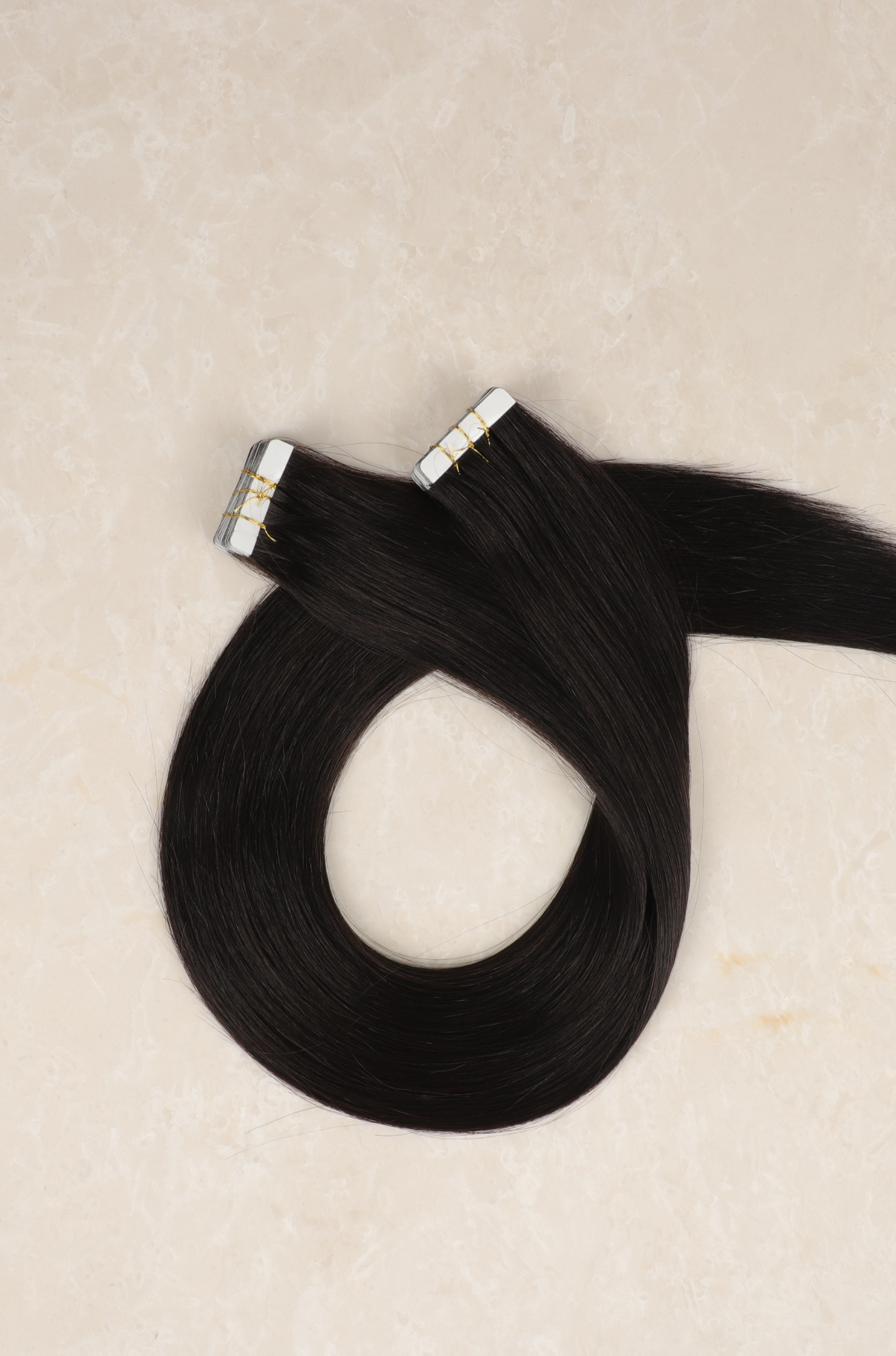 24" Invisible Tape Human Hair Extensions. Natural Black #1b