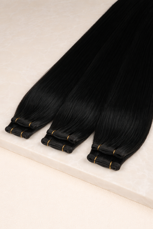 30" Genius Weft Human Hair Extensions. Jet Black #1