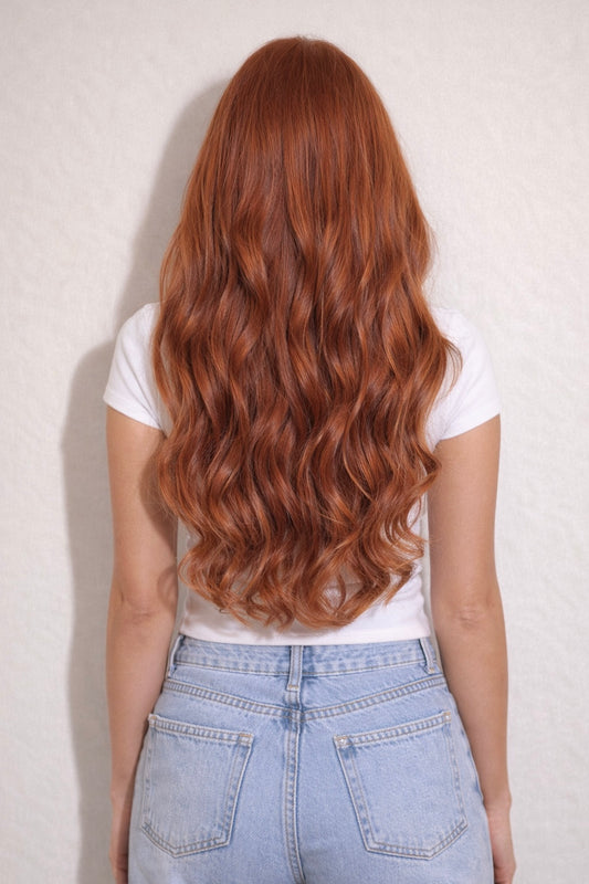 28" Nano Tip Human Hair Extensions. Copper