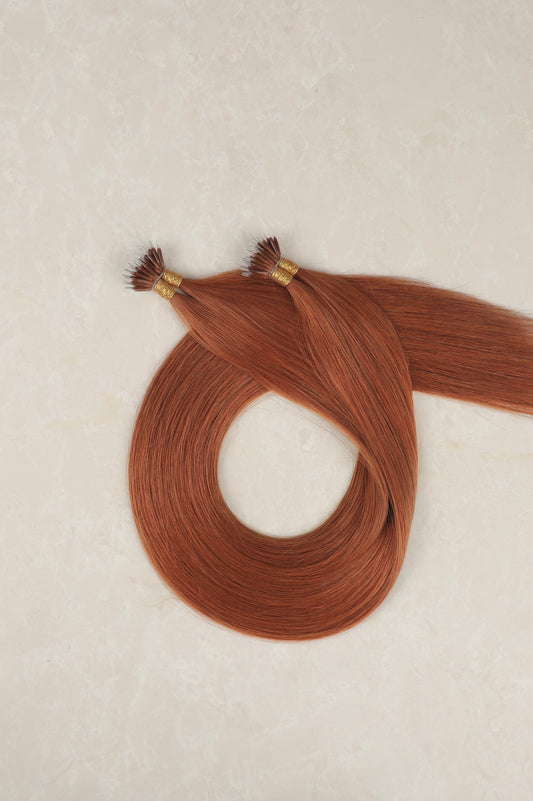 16" Nano Tip Human Hair Extensions. Copper