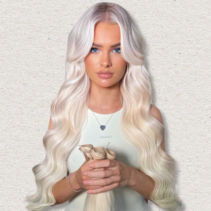 Genius Weft Human Hair Extensions. Luxe Platinum Range