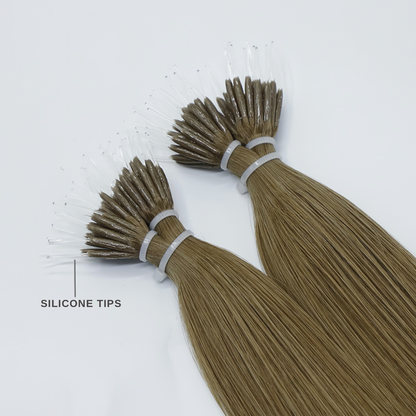 Nano Tip Human Hair Extensions. Silver Range