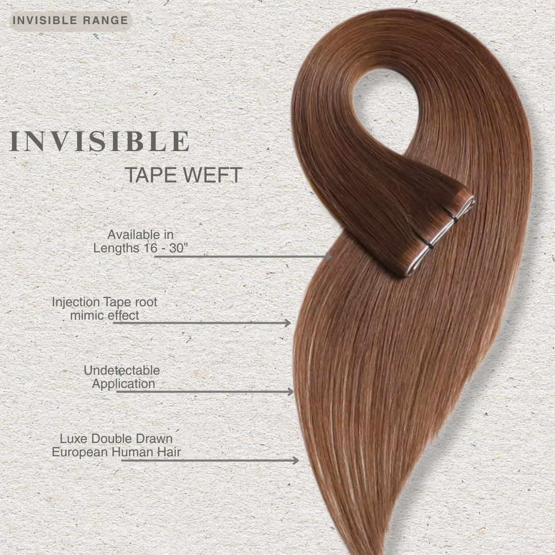 Invisible Tape Weft Human Hair Extensions for 24-30”