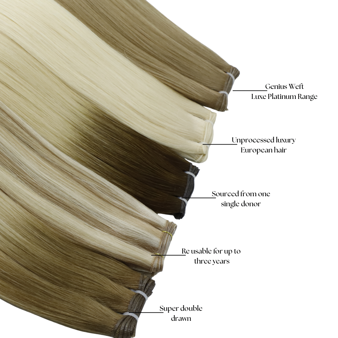 Genius Weft Human Hair Extensions. Luxe Platinum Range