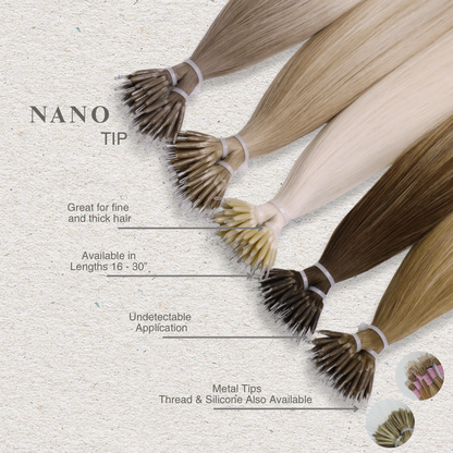 Nano Tip Human Hair Extensions. Silver Range