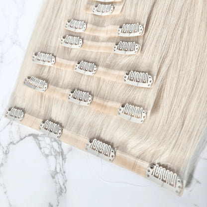 26" Clip In #613A Silver Human Hair Extensions - Faye