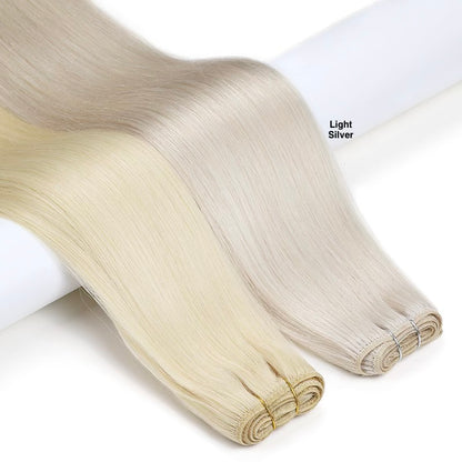 Luxe Volume Weft Human Hair Extensions. Luxe Platinum Range. 100g