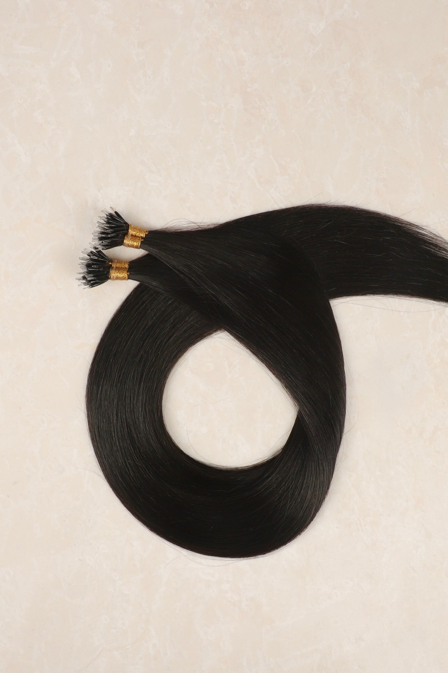 22" Nano Tip Human Hair Extensions. Natural Black #1B
