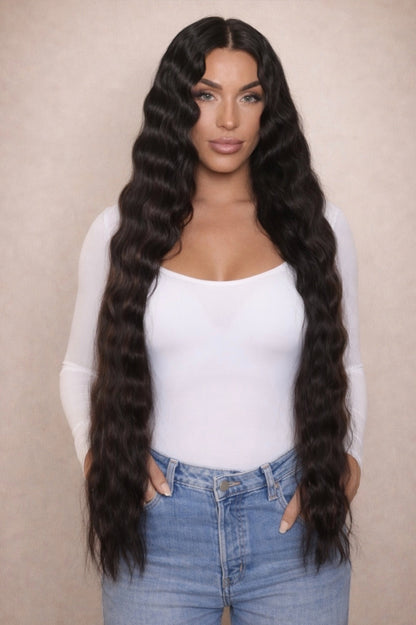 22" Nano Tip Human Hair Extensions. Natural Black #1B