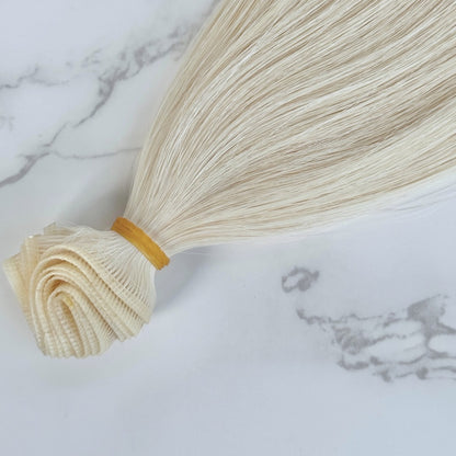 26" Flat Weft #Pla White Blonde Human Hair Extensions - Rebecca