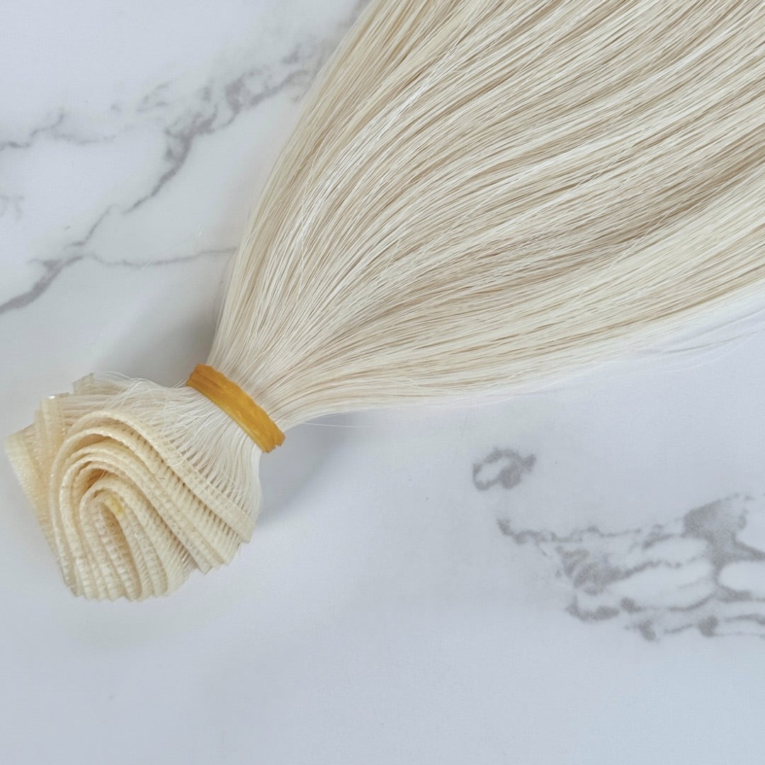 22" Flat Weft #Pla White Blonde Human Hair Extensions - Rebecca