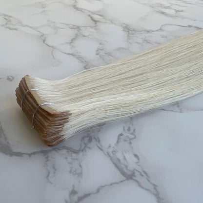 26" Invisible Tape #Pla White Blonde Human Hair Extensions - Rebecca