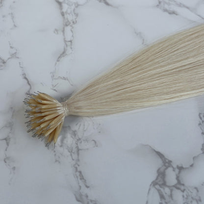 30" Nano Tip #Pla White Blonde Human Hair Extensions - Rebecca