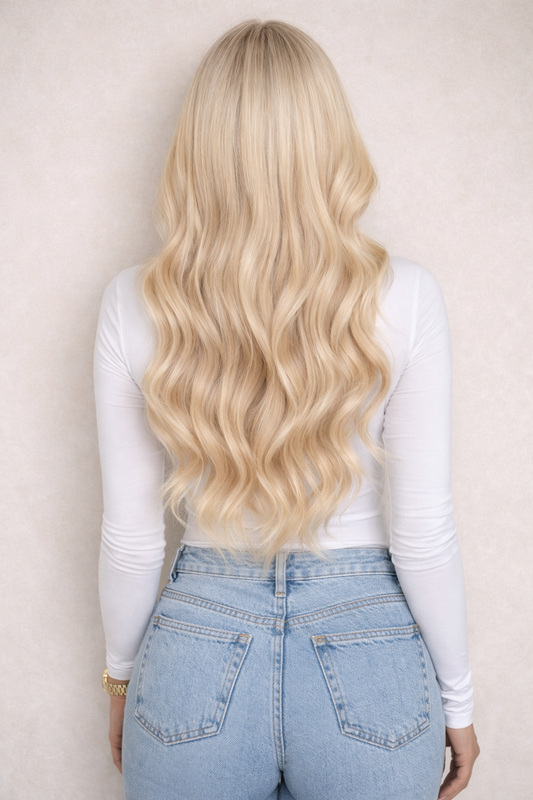 28" Nano Tip Human Hair Extensions. Platinum Blonde #1010