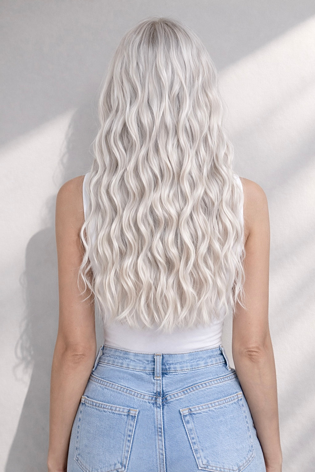 16" Nano Tip Human Hair Extensions. Snowflake #P1004/Silver