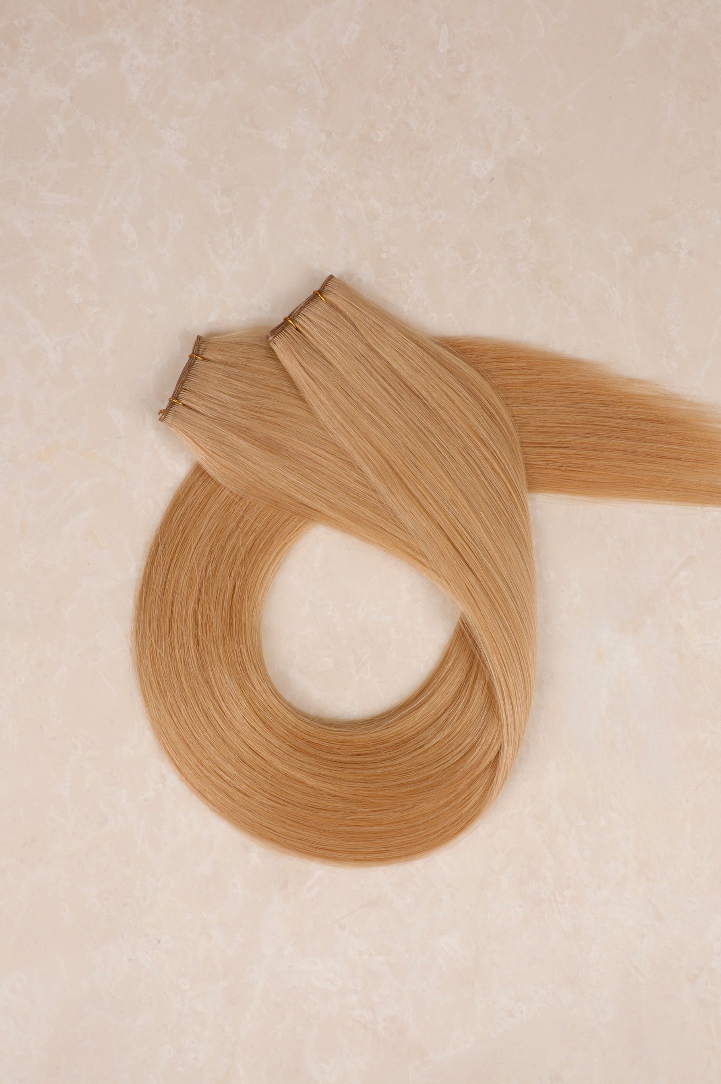 16" Genius Weft Human Hair Extensions. Strawberry Blonde #27