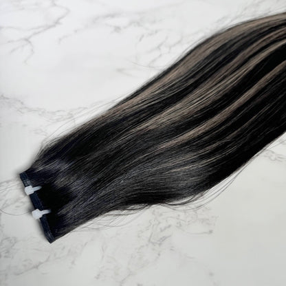 24" Flat Weft #T1B 1B/6.2 Creamy Americano Human Hair Extensions - Khloe