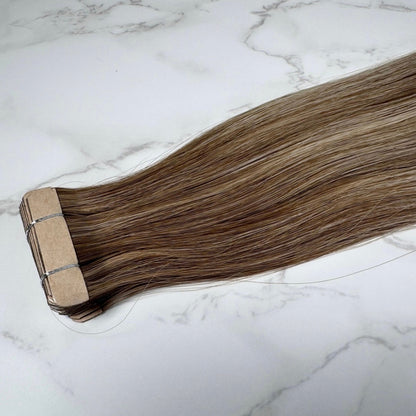 28" Invisible Tape #T2 3Q/5Q Mocha Melt Human Hair Extensions - Kylie