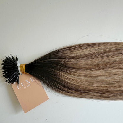 24" Nano Tip #T2 6.2/5Q/4Q Highlighted Bronde Human Hair Extensions - Stefani