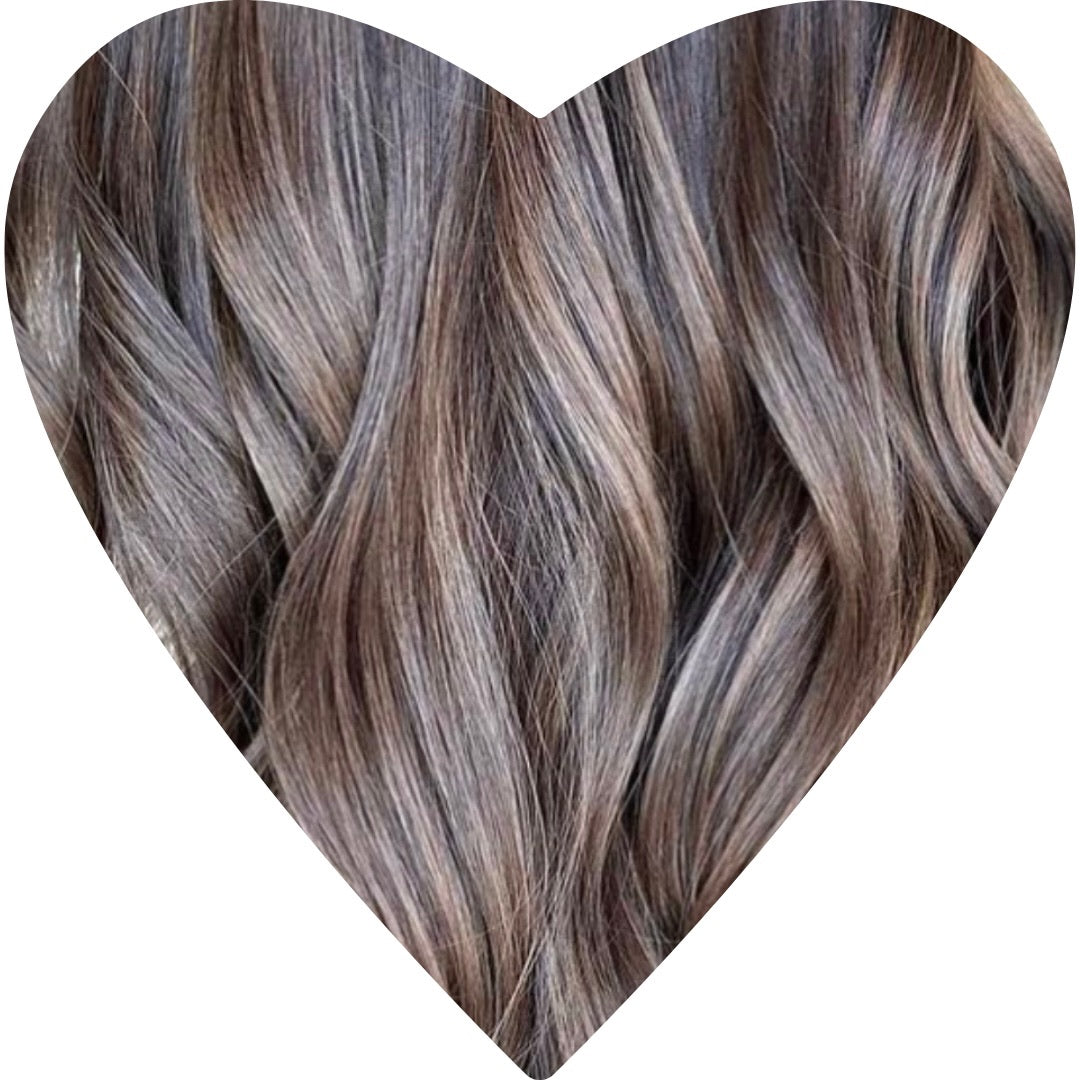 24" Flat Weft #T2Q 2Q/4Q/6.2 Walnut Human Hair Extensions - Kim