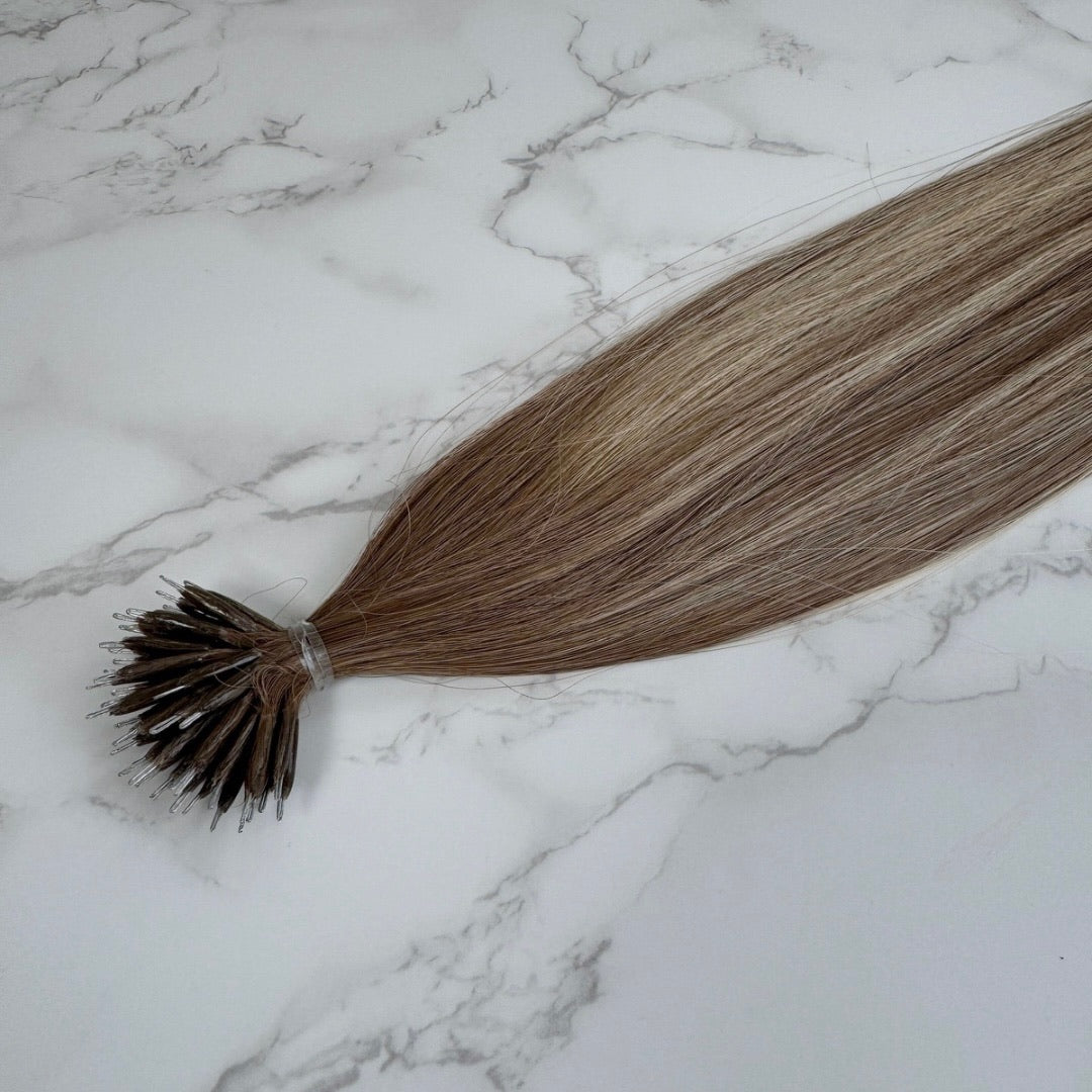 30" Nano Tip #T4Q 4Q/12C Creamy Nutmeg Human Hair Extensions - Ariana